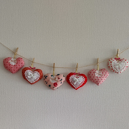 ✩.*˚sweetハート ガーランド red＆pink ハートレース仕様