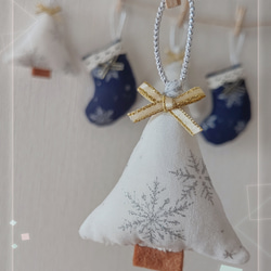 ☆*°クリスマスガーランド NAVY＆WHITE クリスマスオーナメント 3枚目の画像