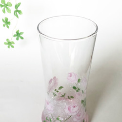 タップリ入るゴブレット&花瓶（ピンクローズ） 2枚目の画像