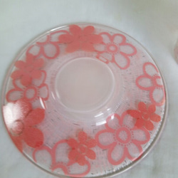 お花のレースのコーラルピンクのカップ＆ソーサー（あたたかいのもOK） 5枚目の画像