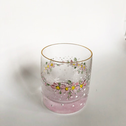 小花と丸いドットのミニグラスY/pink 1枚目の画像
