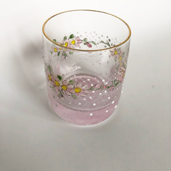 小花と丸いドットのミニグラスY/pink 2枚目の画像