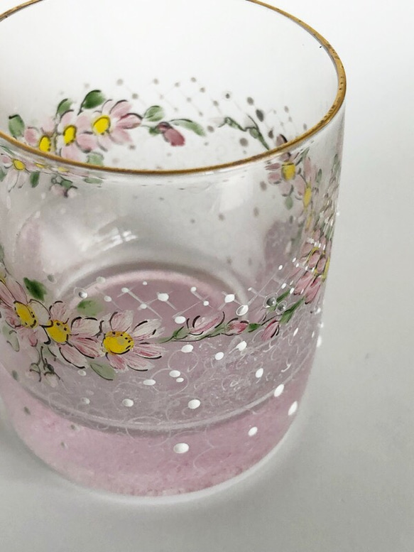 小花と丸いドットのミニグラスY/pink 3枚目の画像