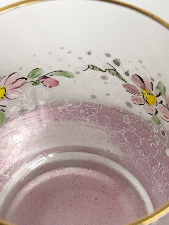 小花と丸いドットのミニグラスY/pink 6枚目の画像