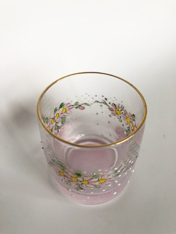 小花と丸いドットのミニグラスY/pink 7枚目の画像