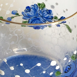 小花と丸いドットのミニグラスY/ブルー 3枚目の画像