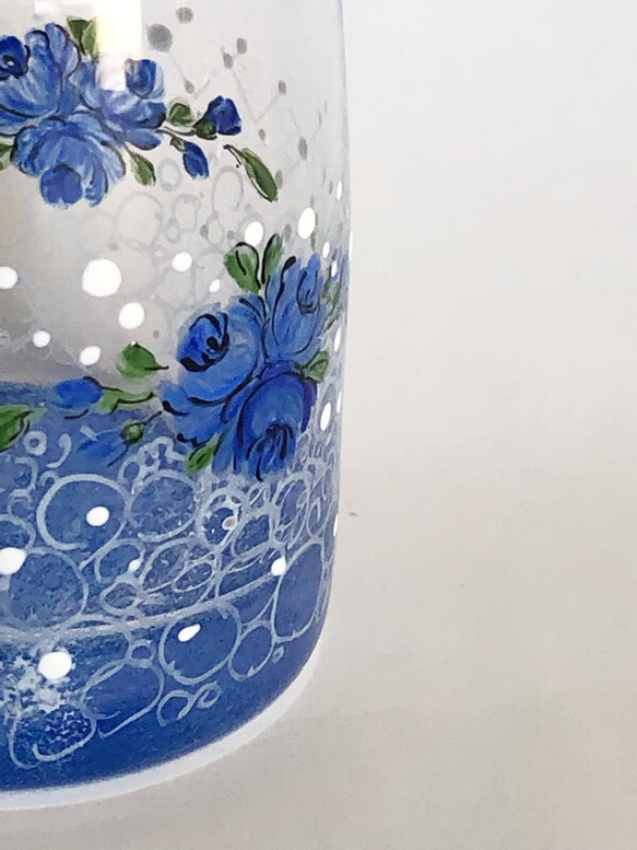 小花と丸いドットのミニグラスY/ブルー 4枚目の画像