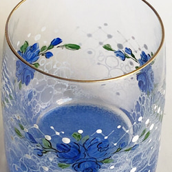 小花と丸いドットのミニグラスY/ブルー 5枚目の画像