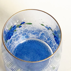 小花と丸いドットのミニグラスY/ブルー 6枚目の画像