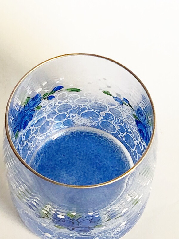 小花と丸いドットのミニグラスY/ブルー 6枚目の画像