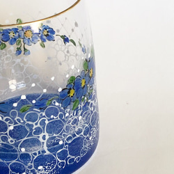 小花と丸いドットのミニグラスY/ブルー 7枚目の画像