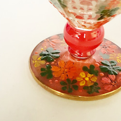 鱗とお花の10面カットミニグラスOrG 3枚目の画像