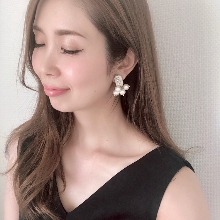 ウッド&コットンパールイヤリング・ピアス