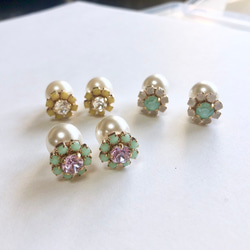 【ピアス】春　フラワーパールキャッチピアス　人気のアクセサリー　リバーシブル 3枚目の画像