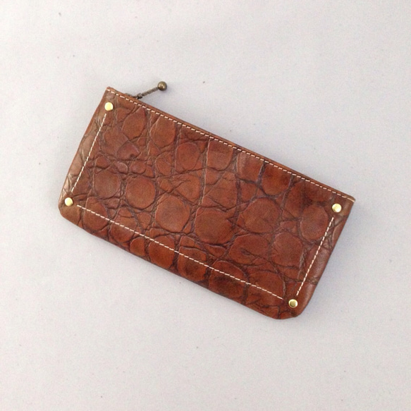 [再販]本革＊型押し革のペタンコ財布 1枚目の画像