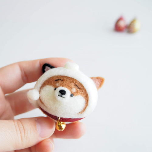 受注製作】なりきり招き猫のまゆ柴犬(赤柴・黒柴・白柴) 羊毛フェルト