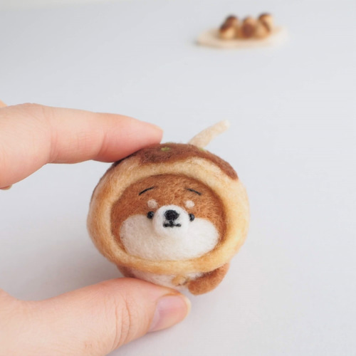 受注製作】なりきりたこ焼きのまゆ柴犬(赤柴・黒柴・白柴) 羊毛