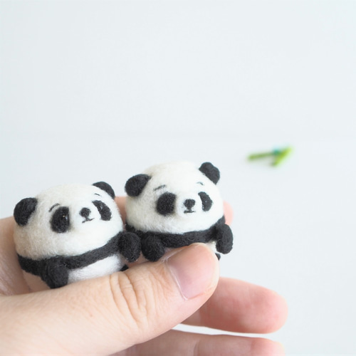 受注製作】まゆパンダの赤ちゃん-薄目orぱっちりおめめ- 羊毛フェルト