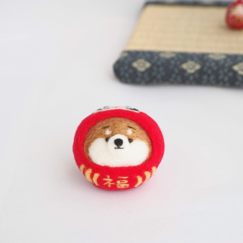 受注製作】なりきりだるまのまゆ柴犬(赤柴・黒柴・白柴) 羊毛フェルト