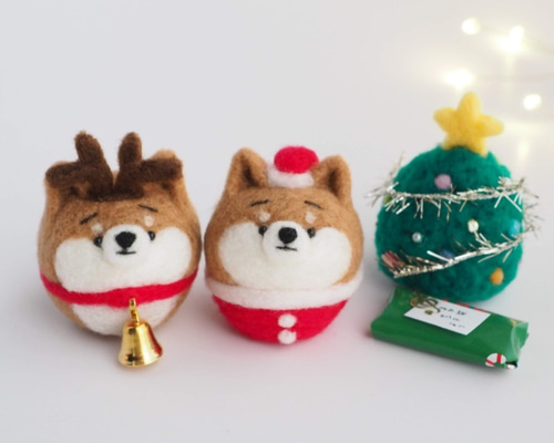即納】まゆ柴犬サンタ・トナカイ・ツリーのクリスマス3点セット