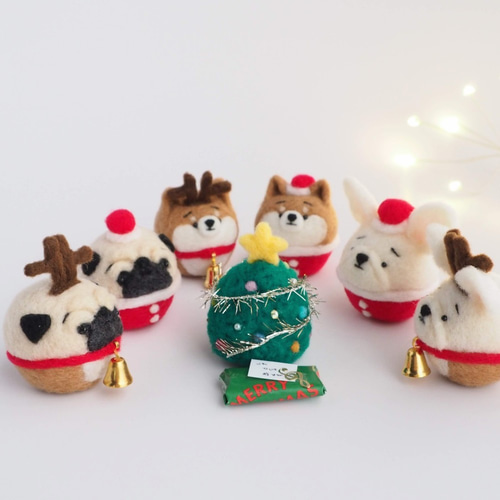 即納】まゆ柴犬サンタ・トナカイ・ツリーのクリスマス3点セット