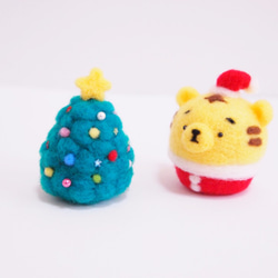受注製作】クリスマスツリーとまゆとらサンタ 羊毛フェルト クリスマス