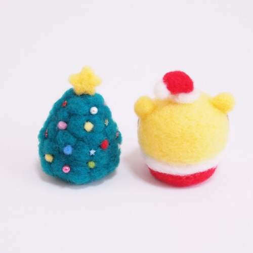 受注製作】クリスマスツリーとまゆとらサンタ 羊毛フェルト クリスマス