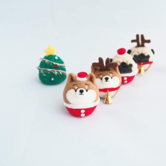 【受注製作】クリスマスシリーズ単品(ツリー、サンタ、トナカイ)　羊毛フェルト 1枚目の画像