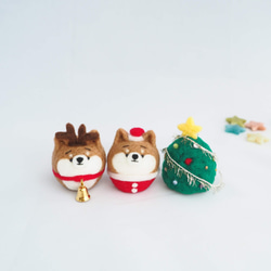 【受注製作】クリスマスシリーズ単品(ツリー、サンタ、トナカイ)　羊毛フェルト 2枚目の画像