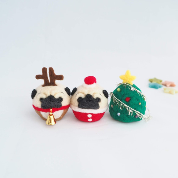 【受注製作】クリスマスシリーズ単品(ツリー、サンタ、トナカイ)　羊毛フェルト 3枚目の画像