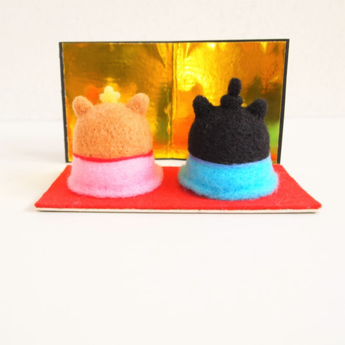 受注製作】ひなまつり‐桃の節句‐まゆ柴犬の雛人形セット 羊毛フェルト