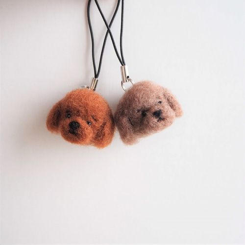 受注製作】まゆトイプードル 携帯クリーナーストラップ 羊毛フェルト