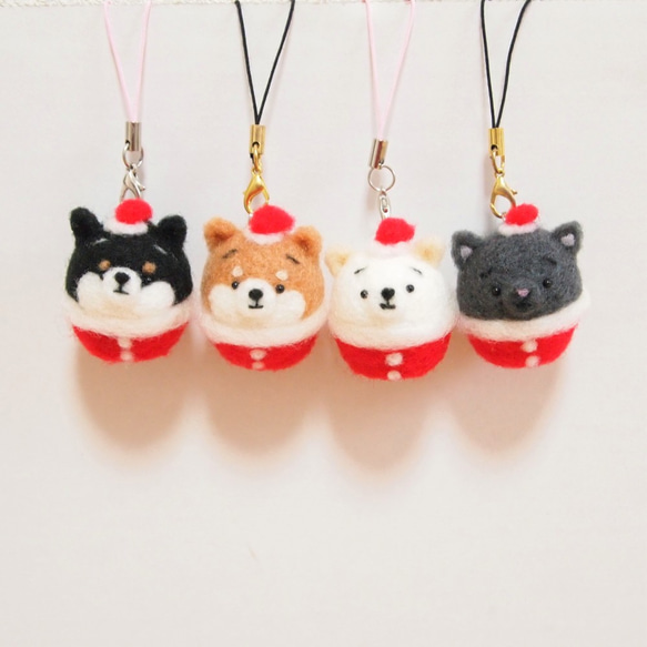 [定做] Mayu Shiba Inu / Cat Mini Santa Strap (單品) 羊毛氈 第1張的照片