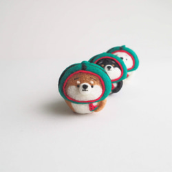 【受注製作】なりきりスイカのまゆ柴犬(赤柴・黒柴・白柴)  羊毛フェルト 8枚目の画像