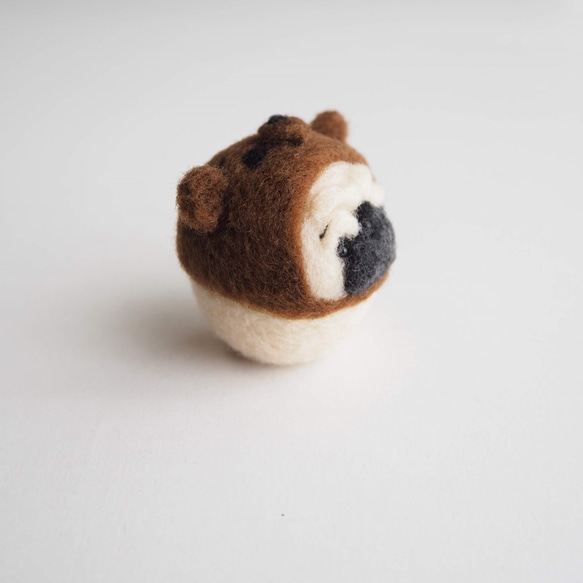 【訂做】Narikiri 熊眉哈巴狗（淺黃褐色、黑色）羊毛氈 第2張的照片