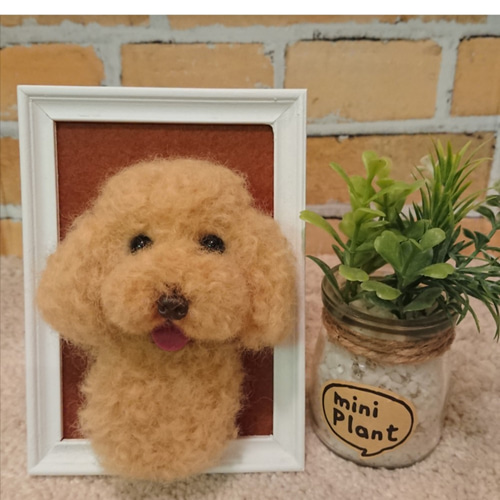 羊毛フェルト 犬 額・フレーム トイプードル 羊毛フェルト 羊毛