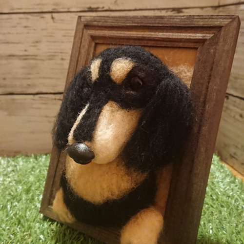 羊毛 フェルト 犬 ダックスフント フレーム 愛犬 犬 リアル 人形