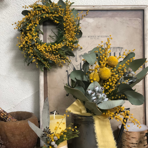 幸せの黄色♪ミモザのlemoneセット ドライフラワー maribotanical 通販