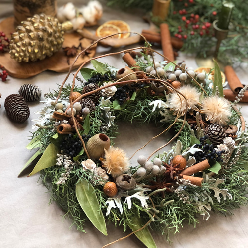 creema限定販売！ 冬森のクリスマスリース♪シャヴィシックな大人