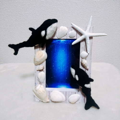 羊毛フェルト シャチのフレーム フォトフレーム・写真立て one drop
