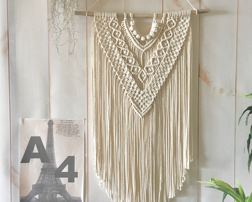 NO.80 マクラメタペストリー BIGサイズ 大きめマクラメ編みタペストリー（流木全長80cm） その他インテリア