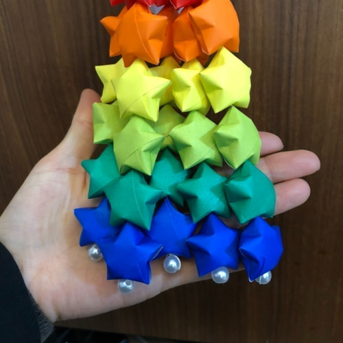 ☆祈りを込めてラッキースター＆鶴☆ 柄② お見舞い お祝い 応援などに 