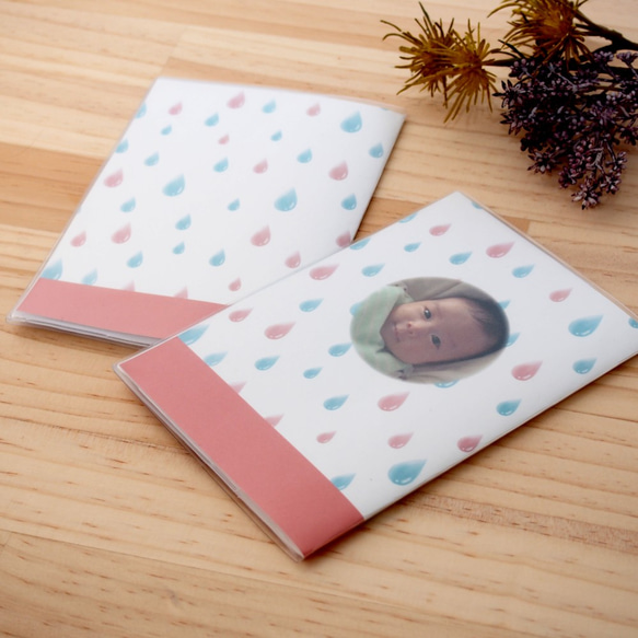 着せかえ母子手帳カバー　お薬手帳カバー　ピンクドロップス　ぷっくりしずく柄 3枚目の画像