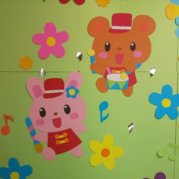 〈ご注文受付中！〉 動物たちの音楽隊 通年使える壁面飾り 保育園・幼稚園・児童館などの壁面飾り 2枚目の画像