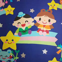 〈ご注文受付中〉 会いに来たよ！織り姫&彦星さん 保育園・幼稚園などの壁面飾り 3枚目の画像