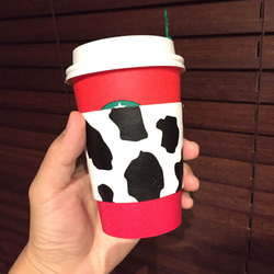 (トール)牛さん柄のレザーカップスリーブ 2枚目の画像