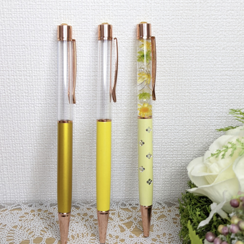 №221 ﾎﾞﾄﾙﾌﾗﾜｰ ｲｴﾛｰﾛｰｽﾞ ﾊｰﾊﾞﾘｳﾑﾎﾞｰﾙﾍﾟﾝ set その他素材 ✾HBRUM