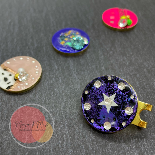 ゴルフマーカー ゴルフボールマーカー スワロフスキー ハンドメイド