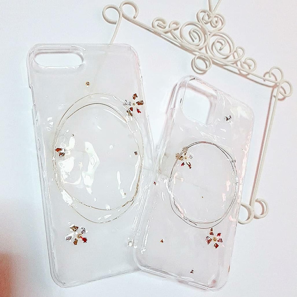 ネイル風　お花デザイン　花柄　ドライフラワー　レジン　ハンドメイド　 スマホケース　iPhoneケース　スマホカバー 2枚目の画像