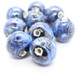 青色陶器玉（PT-016)5個セット　アクセサリーペンダントトップ　和モダンパーツ 2枚目の画像